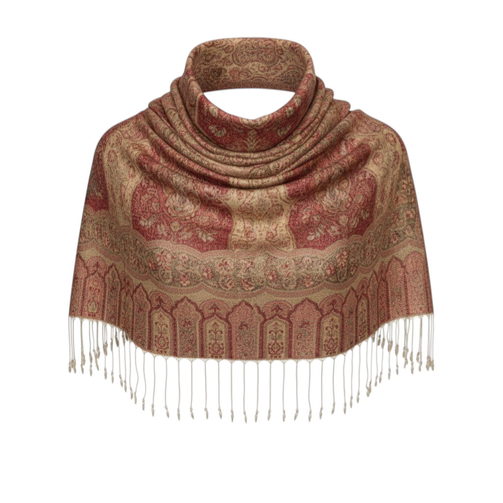 Beige Mughal Silk Scarf